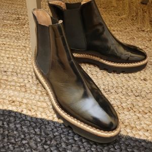Fabio Rusconi Black Lug Sole Italian Leather Chelsea  Boots (Never Worn)